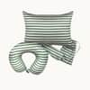 New Silk Travel Neck Pillow - Green & Ivory Stripe image