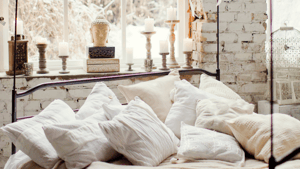 Pillows and Candles for hygge