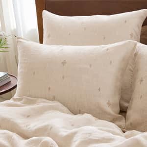 Cambria Embroidered Organic Linen Sham