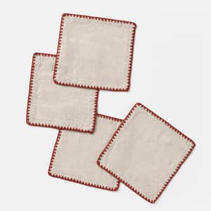 Olivos Embroidered Organic Linen Napkins