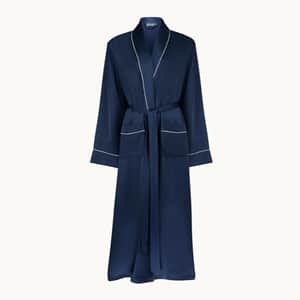 Woman's Silk Dressing Gown - Navy