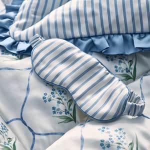 Ticking Summerhill Blue Silk Decorative Pillow