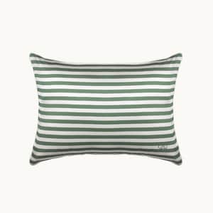 New Silk Travel Pillow - Green & Ivory Stripe