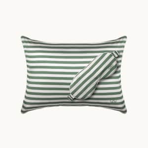New Silk Travel Pillow - Green & Ivory Stripe