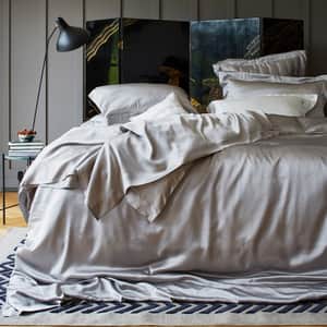 Silver Grey Silk Fitted Sheet