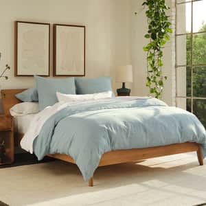 Cambria Embroidered Organic Linen Duvet Cover