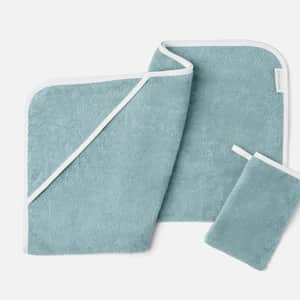 Cloud Loom&trade; Organic Baby Hooded Towel and Bath Mitt Set