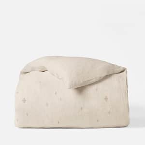 Cambria Embroidered Organic Linen Duvet Cover
