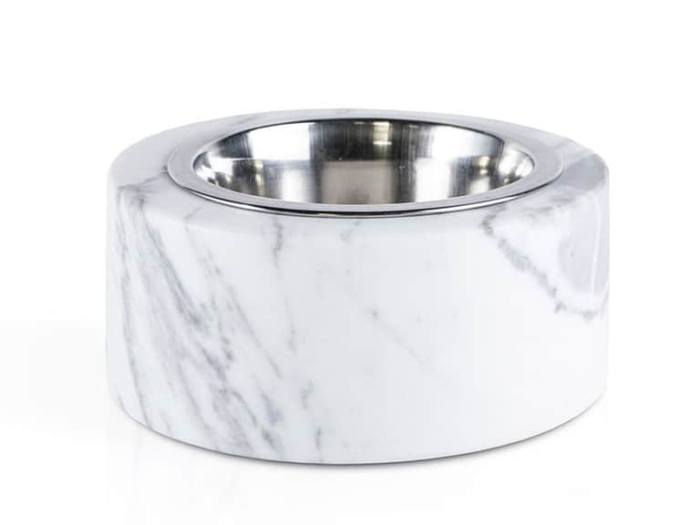 Fiammetta V Italian Marble Pet Bowl with Stainless Steel Insert image