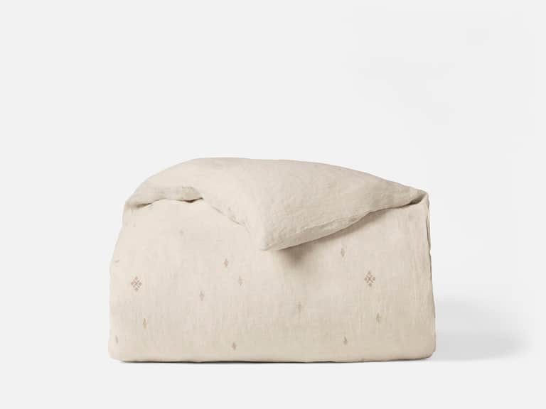 Cambria Embroidered Organic Linen Duvet Cover image