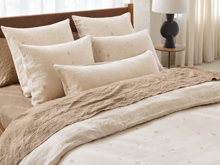 Cambria Embroidered Organic Linen Sham image