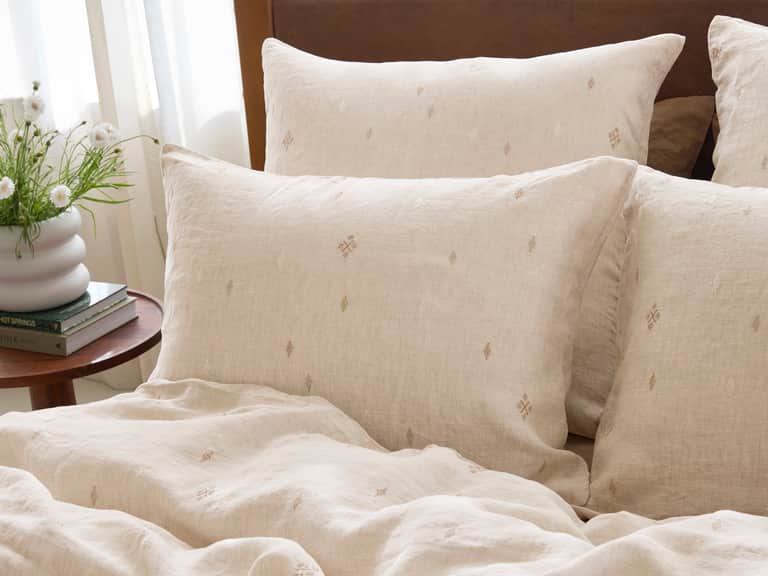 Cambria Embroidered Organic Linen Sham image