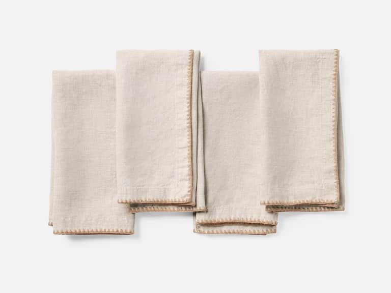 Olivos Embroidered Organic Linen Napkins image