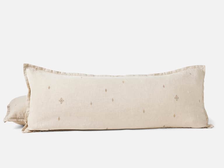 Cambria Embroidered Organic Linen Decorative Throw Pillow Cover image