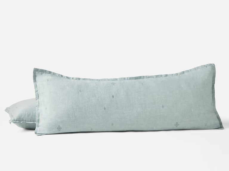 Cambria Embroidered Organic Linen Decorative Throw Pillow Cover image