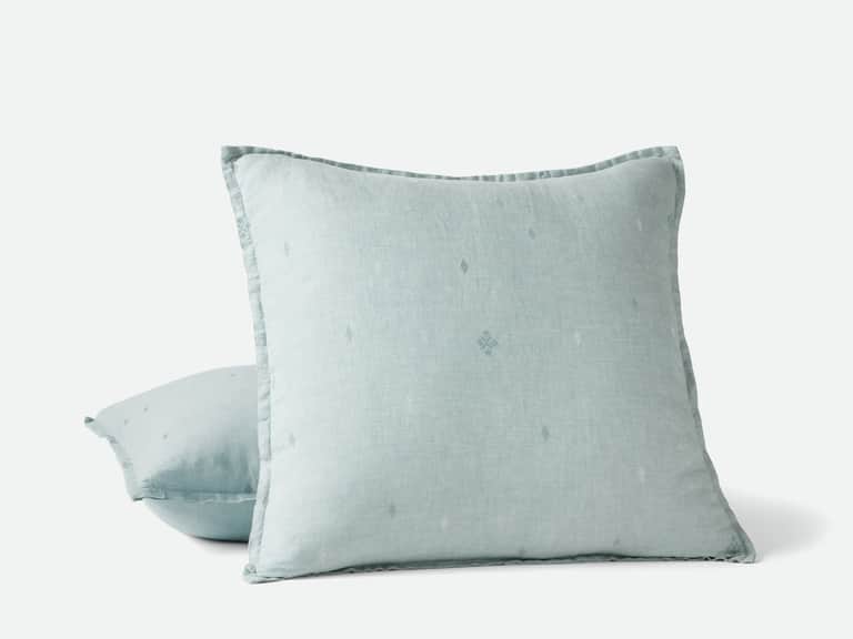 Cambria Embroidered Organic Linen Decorative Throw Pillow Cover image