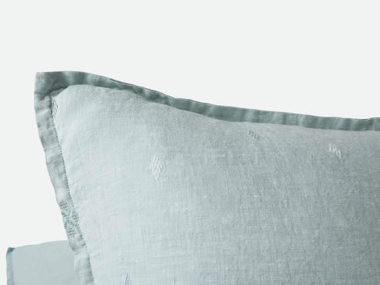 Cambria Embroidered Organic Linen Decorative Throw Pillow Cover image
