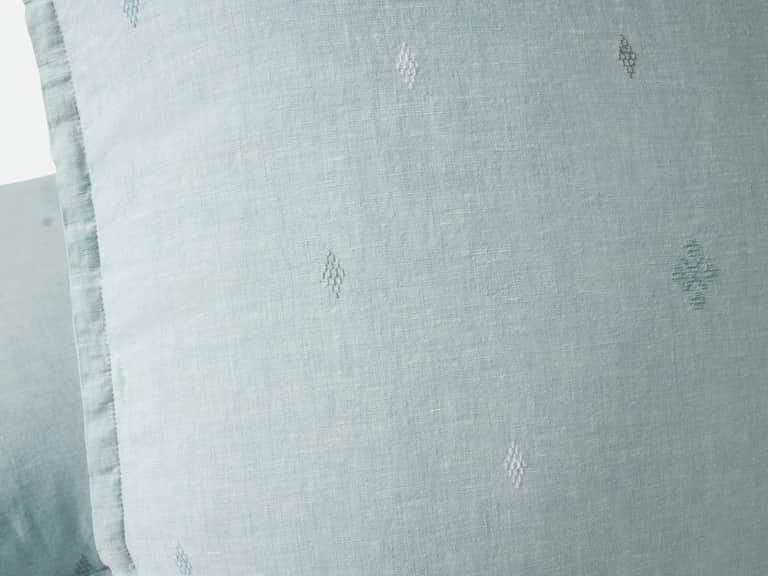 Cambria Embroidered Organic Linen Decorative Throw Pillow Cover image