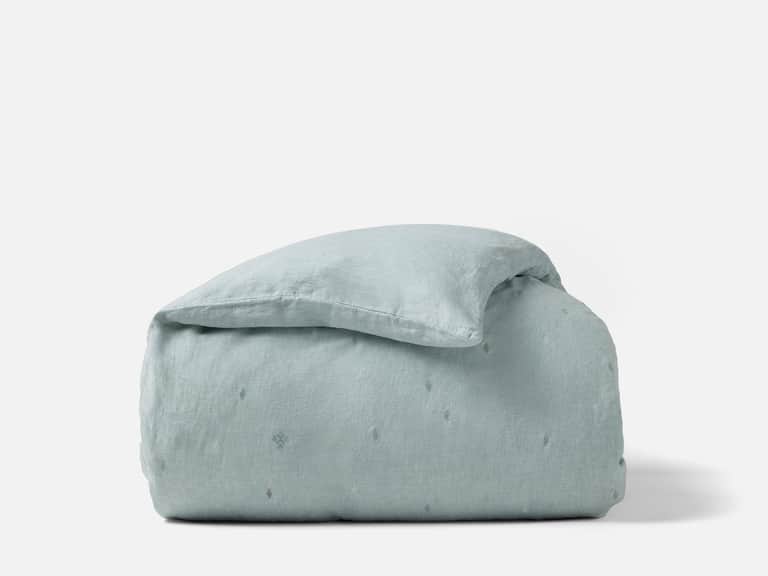 Cambria Embroidered Organic Linen Duvet Cover image