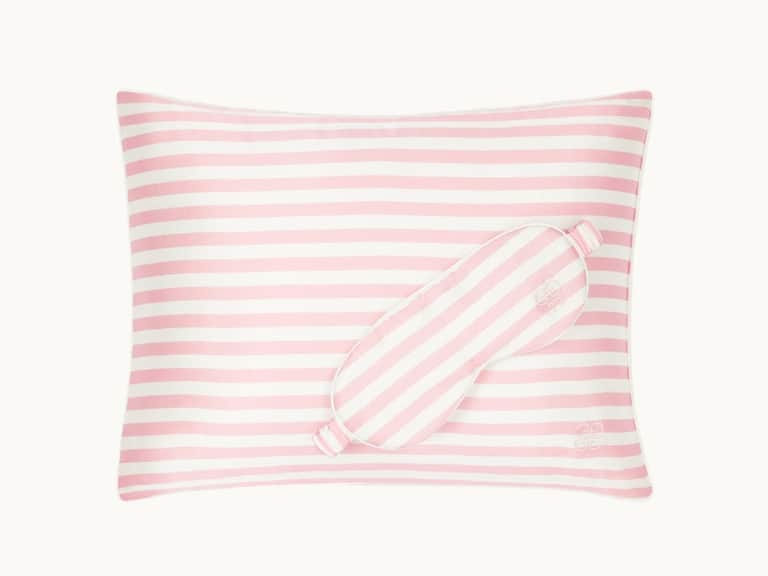 Silk Travel Pillow - Pink & Ivory Stripe image