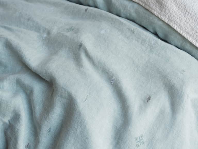 Cambria Embroidered Organic Linen Duvet Cover image