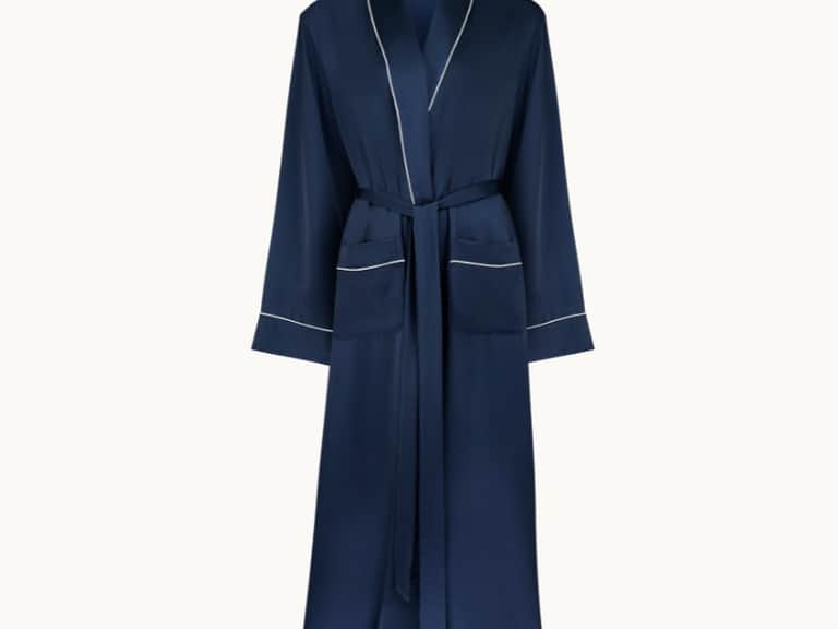 Woman's Silk Dressing Gown - Navy image