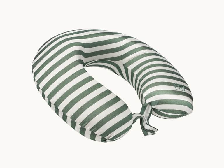 New Silk Travel Neck Pillow - Green & Ivory Stripe image