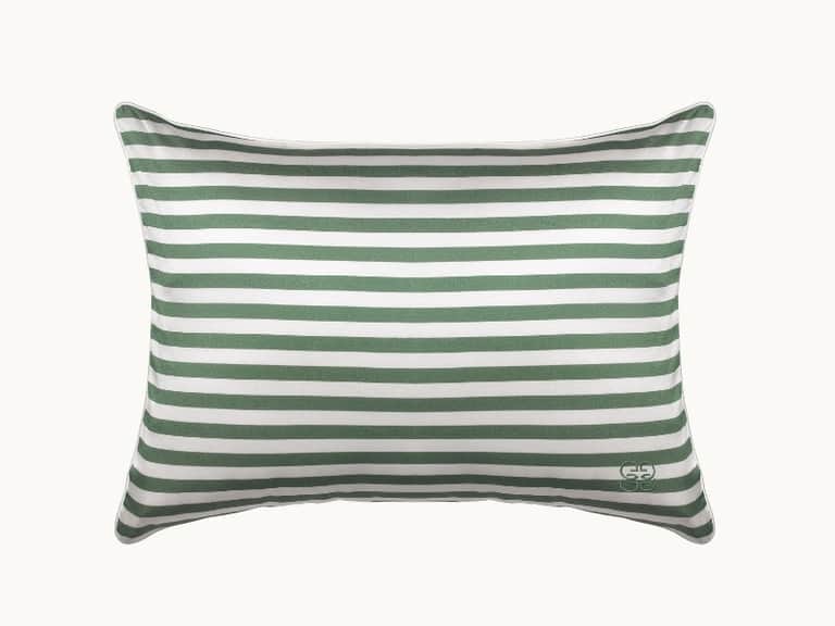 New Silk Travel Pillow - Green & Ivory Stripe image