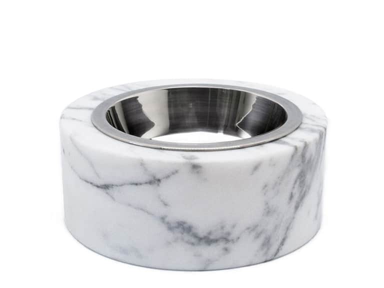 Fiammetta V Italian Marble Pet Bowl with Stainless Steel Insert image