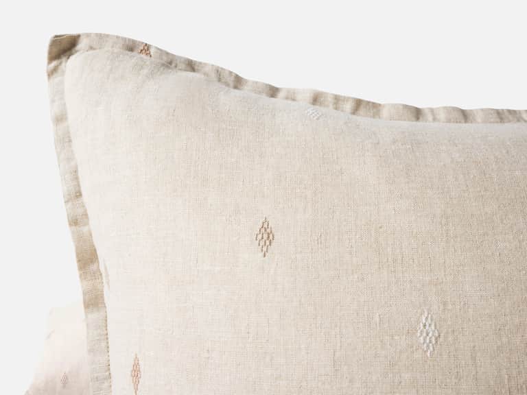 Cambria Embroidered Organic Linen Decorative Throw Pillow Cover image