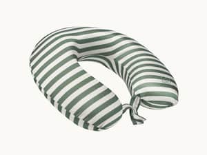 New Silk Travel Neck Pillow - Green & Ivory Stripe