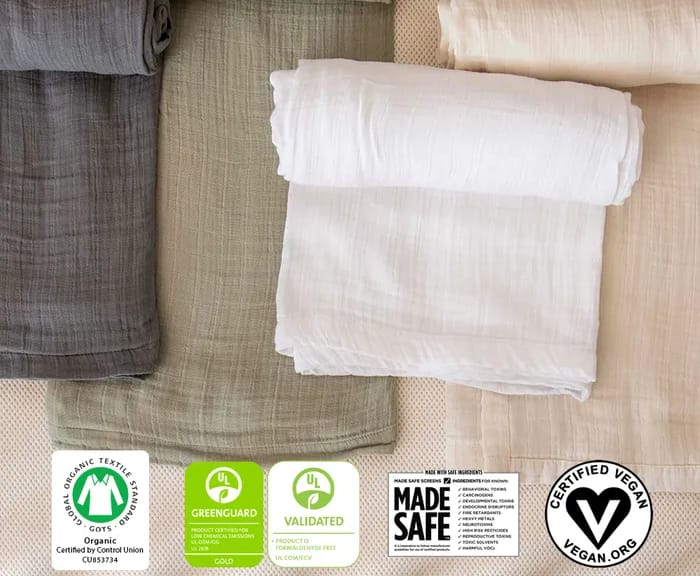 Naturepedic Organic Muslin Swaddle Blankets 4-Color Pack image