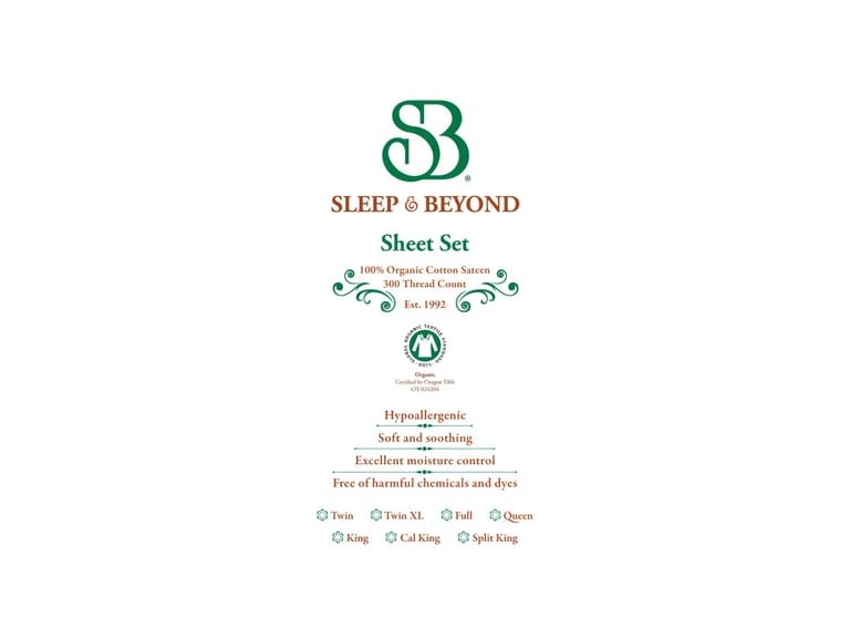 Sleep and Beyond Organic Cotton Sateen Sheet Set image