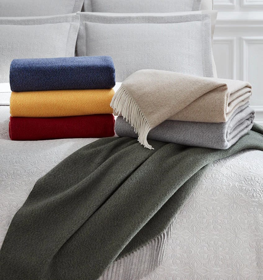 Sferra Matese Merino Wool Throw Blanket Beige
