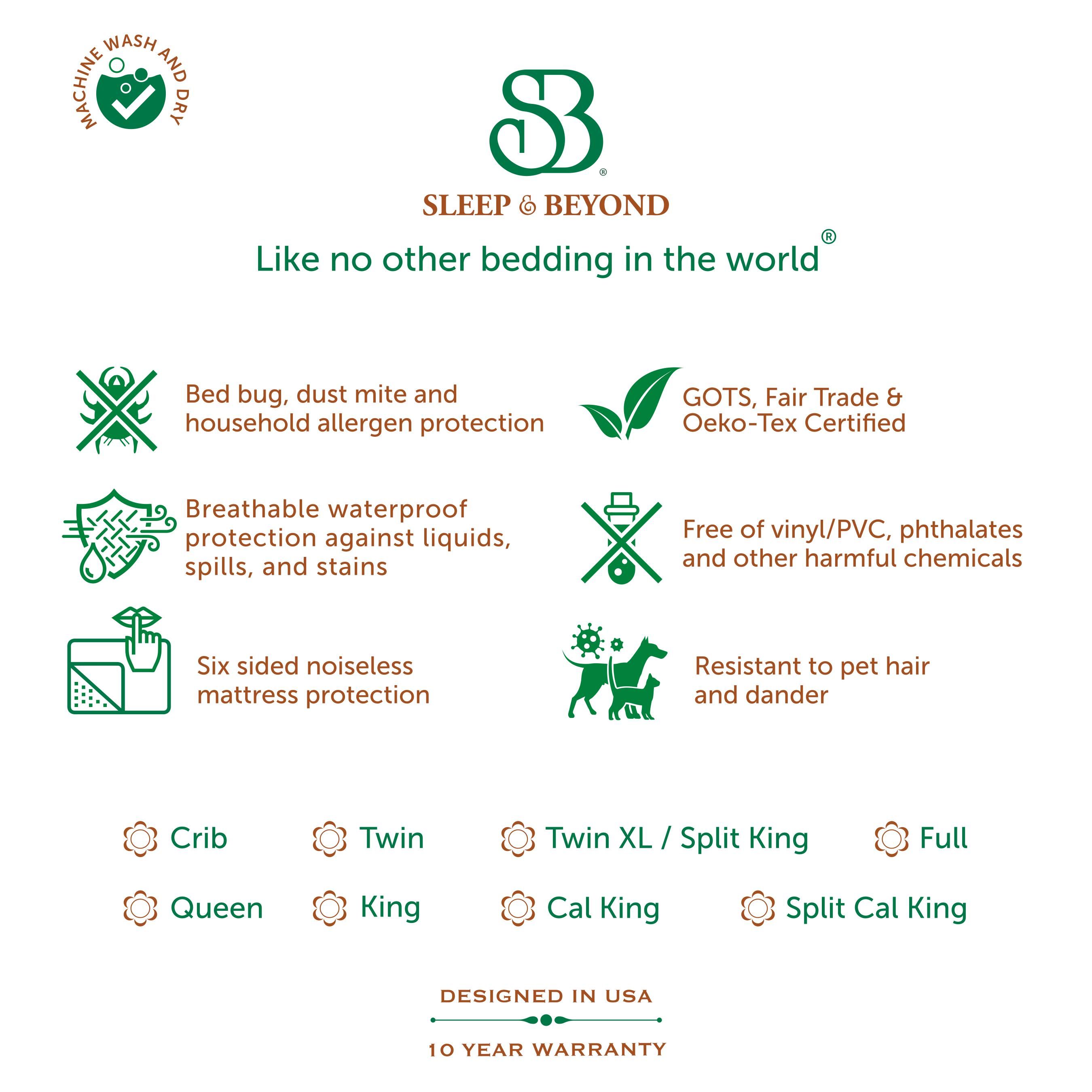 Sleep and Beyond Organic Cotton Zippered Mattress Encasement Mattress