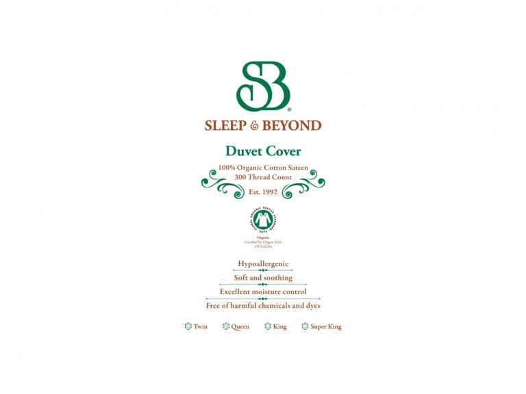 Sleep and Beyond 100% Organic Cotton Sateen Duvet Cover Set image