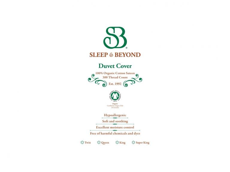 Sleep and Beyond 100% Organic Cotton Sateen Duvet Cover Set image