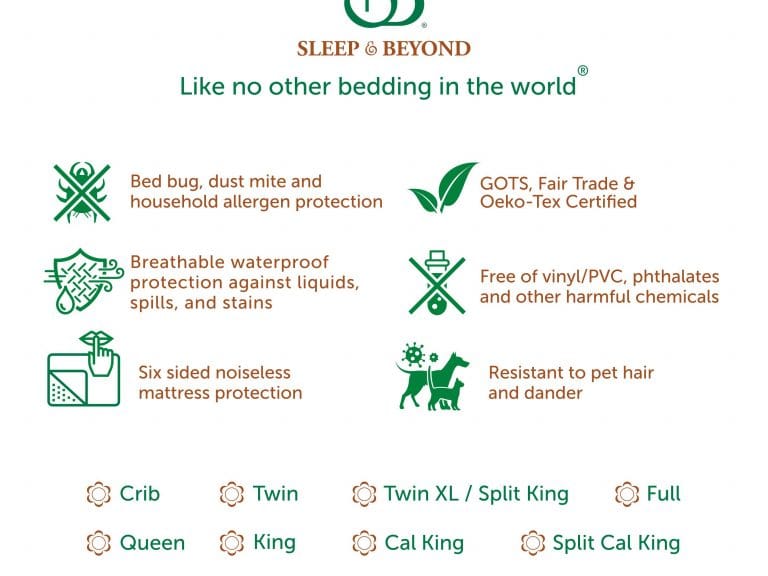 Sleep and Beyond Organic Cotton Zippered Mattress Encasement image