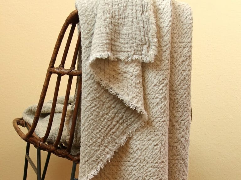 LinenCasa Stonewashed Linen Throw Charly - Textured - Frayed Edges image