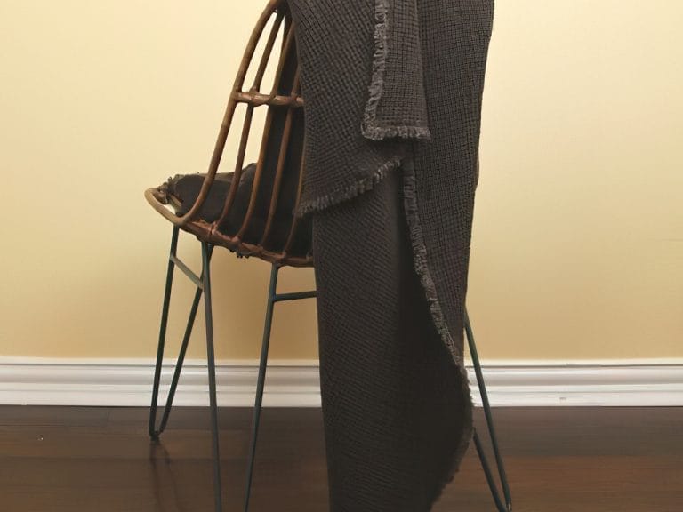 LinenCasa Linen Throw - Stonewashed - Waffle Textured - Frayed Edges image