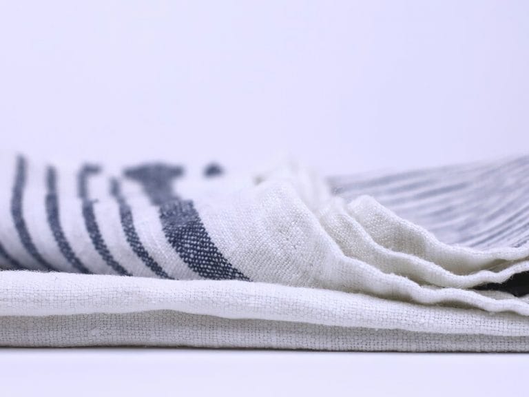 Striped Linen Tea Towel, Linen hand towel, Grey White linen towel