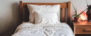 HLO Comforter and bed with wood bed frame