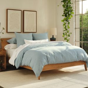 Cambria Embroidered Organic Linen Duvet Cover
